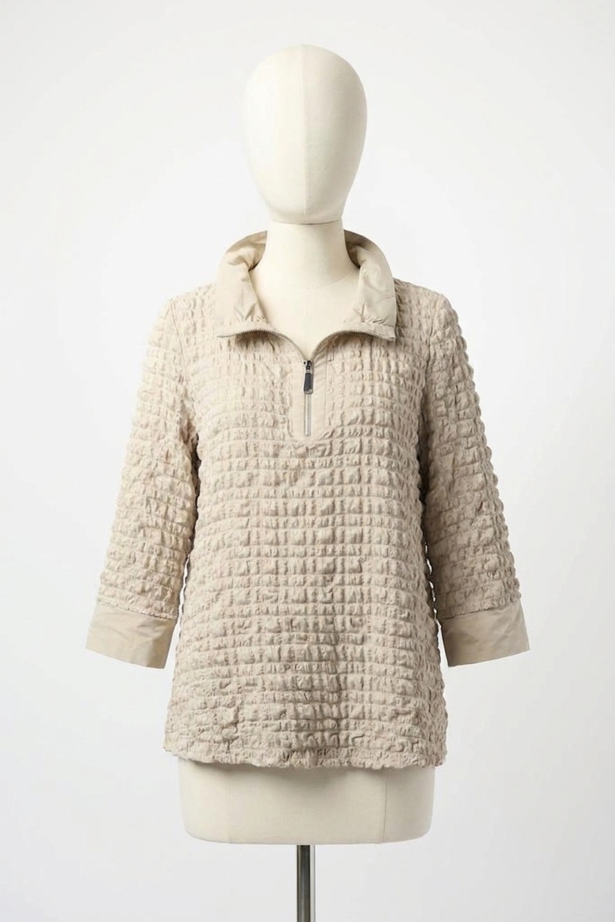 NEW JOSEPH RIBKOFF bubble textured relaxed fit zipper jacket in moonstone